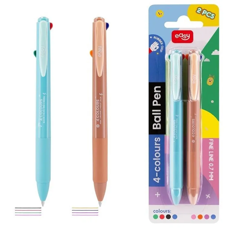 Easy, długopis automatyczny, 4 kolory, 2 szt.