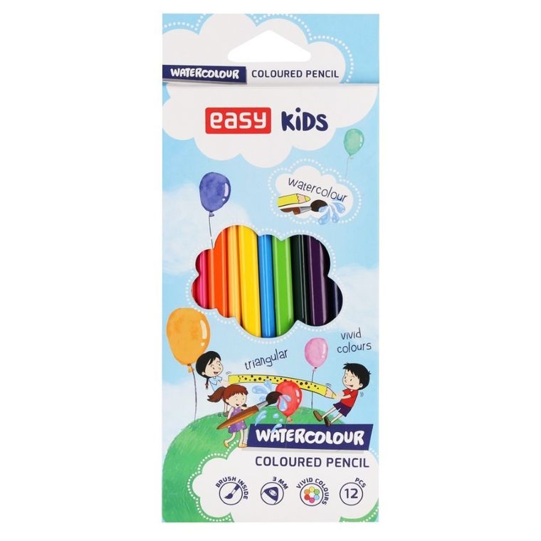 Easy, kredka akwarelowa, zestaw z pędzelkiem, 12 szt.