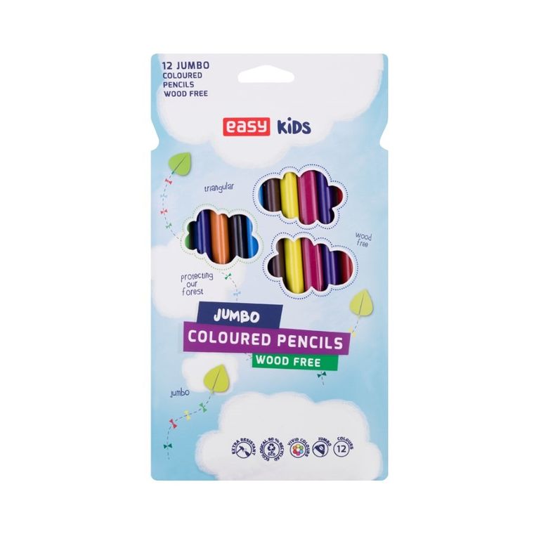 Easy, kredki grafitowe, bezdrzewne, jumbo, 12 szt