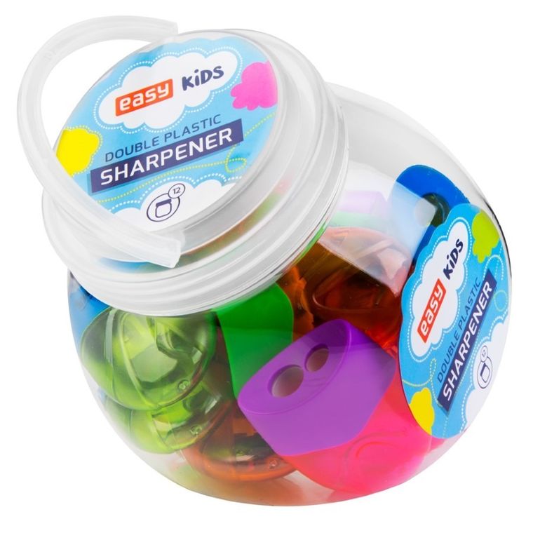 Easy, temperówka plastikowa z pojemnikiem, podwójna, 12 szt.