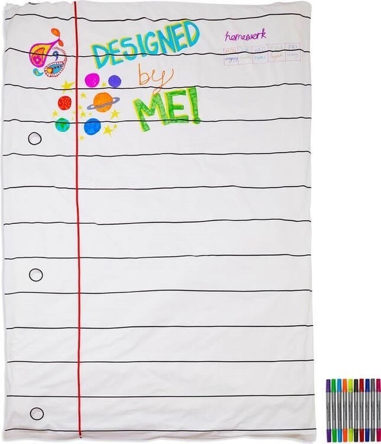 Eat Sleep Doodle, poszewka na kołdrę do malowania, 140-200 cm