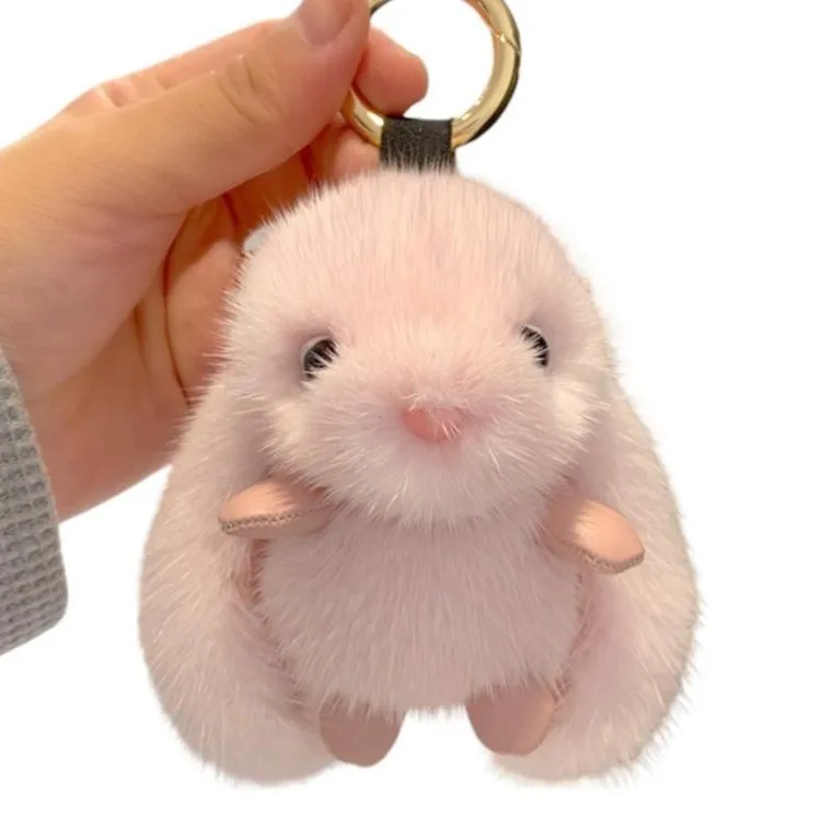 Ecarla, brelok, króliczek puchaty, różowy