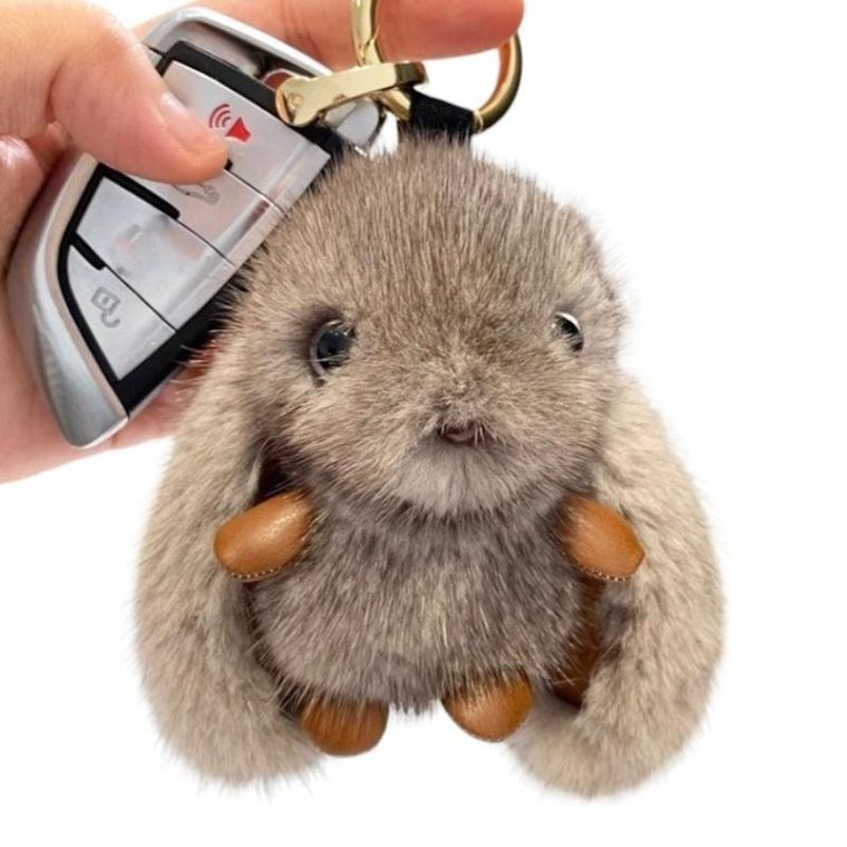 Ecarla, brelok, króliczek puchaty, szary