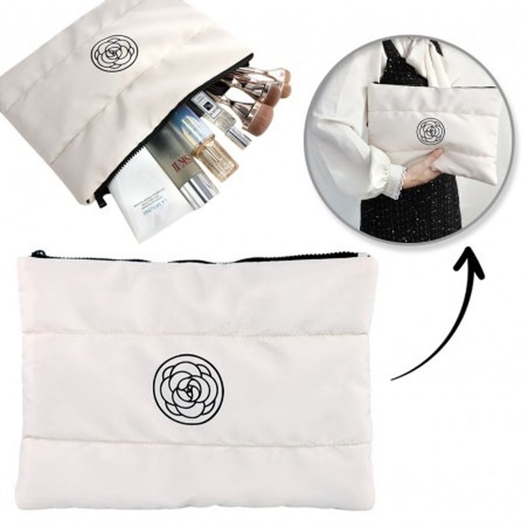 Ecarla, kosmetyczka pikowana, wodoodporna, biała, ks144b