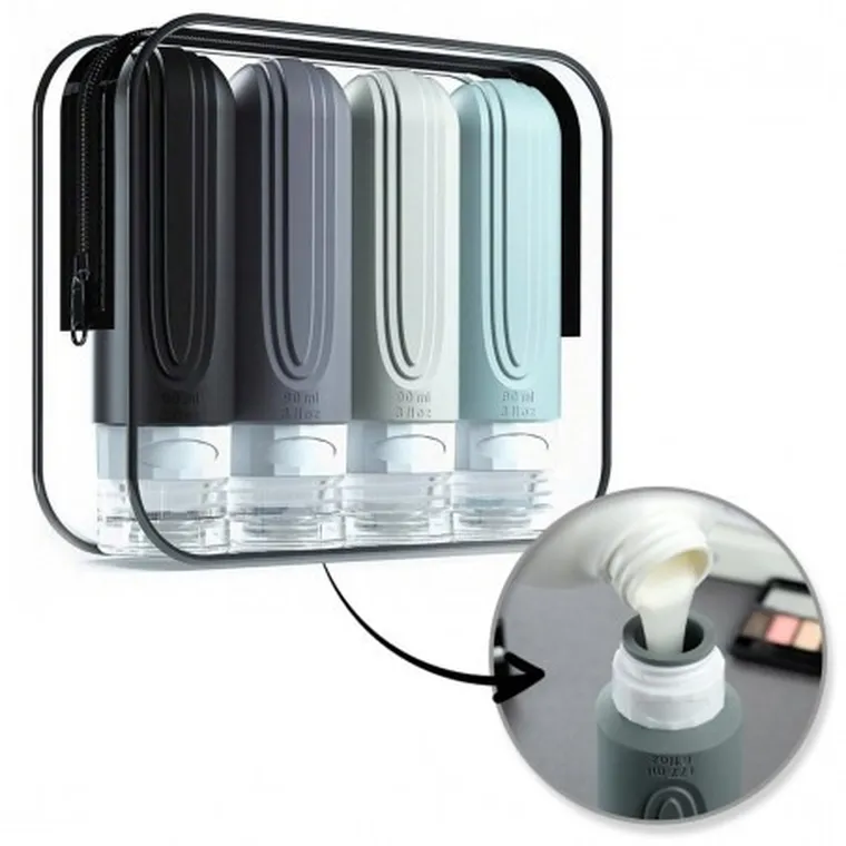 Ecarla, zestaw silikonowych pojemniczków podróżnych, 90 ml, 4 szt.