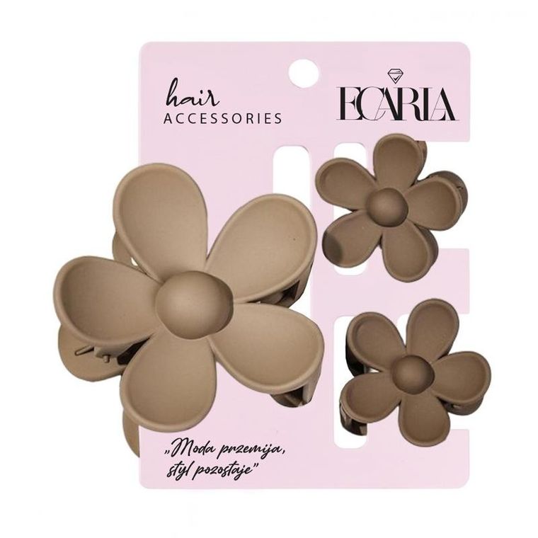 Ecarla, zestaw spinek do włosów, kwiat, 3 szt.
