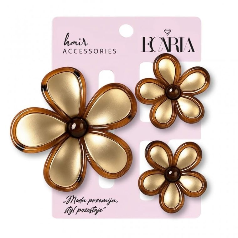 Ecarla, zestaw spinek do włosów, kwiat ombre, 3 szt.