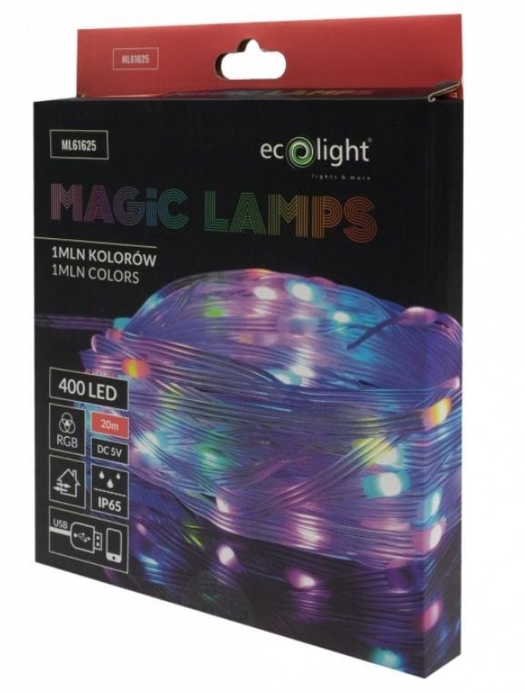 Eco Light, magiczne lampki, 400 LED, multikolor, DC5V, 20m