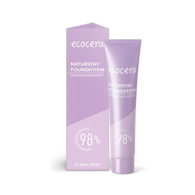 Ecocera, Naturstay Foundation, naturalny podkład, efekt kamuflażu, c1 stay ivory, 30 ml
