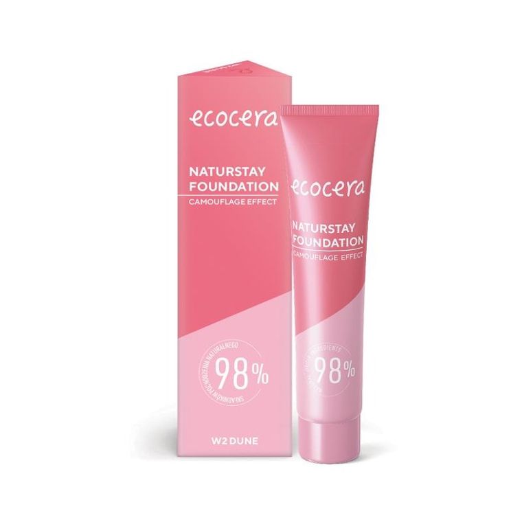 Ecocera, Naturstay Foundation, naturalny podkład, efekt kamuflażu, w2 dune, 30 ml