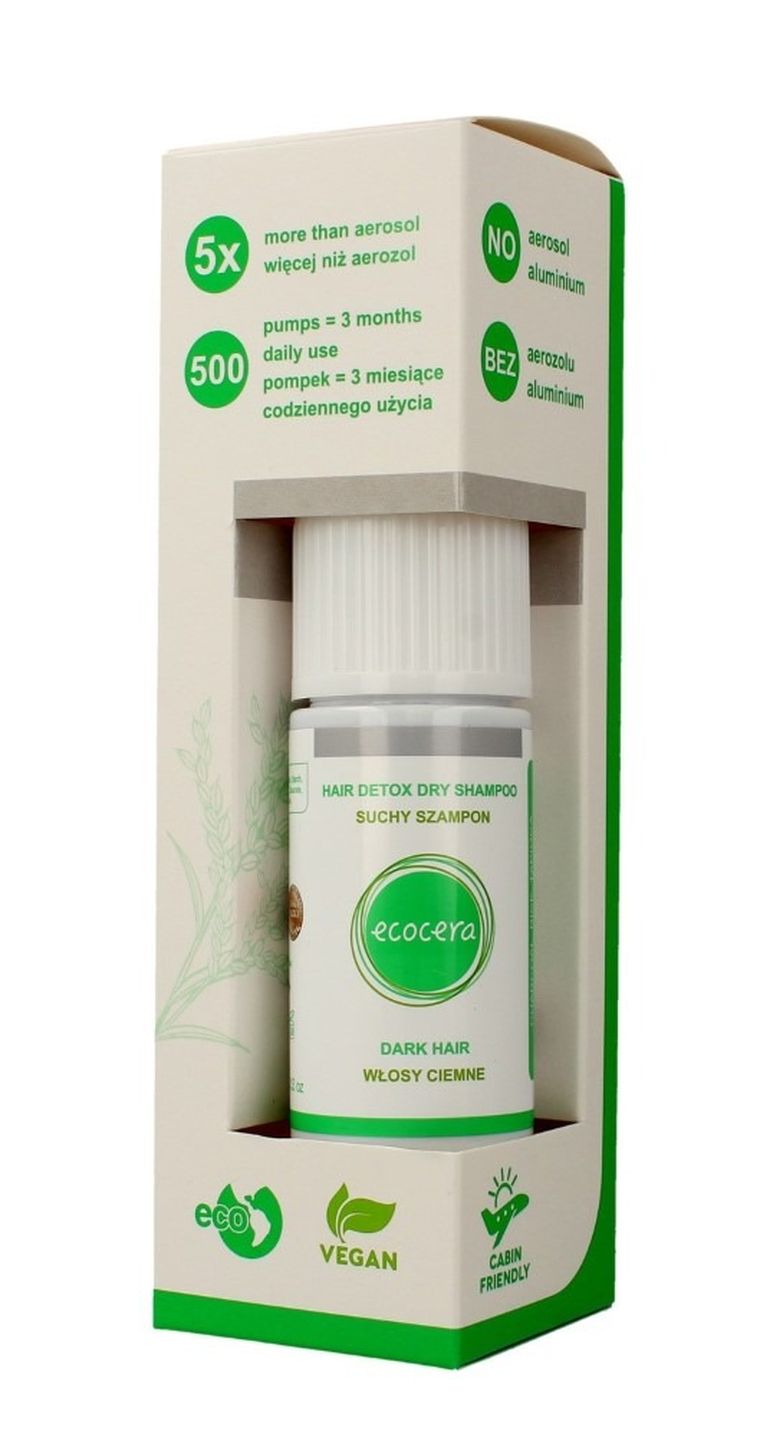Ecocera, suchy, szampon do włosów ciemnych, 15 g