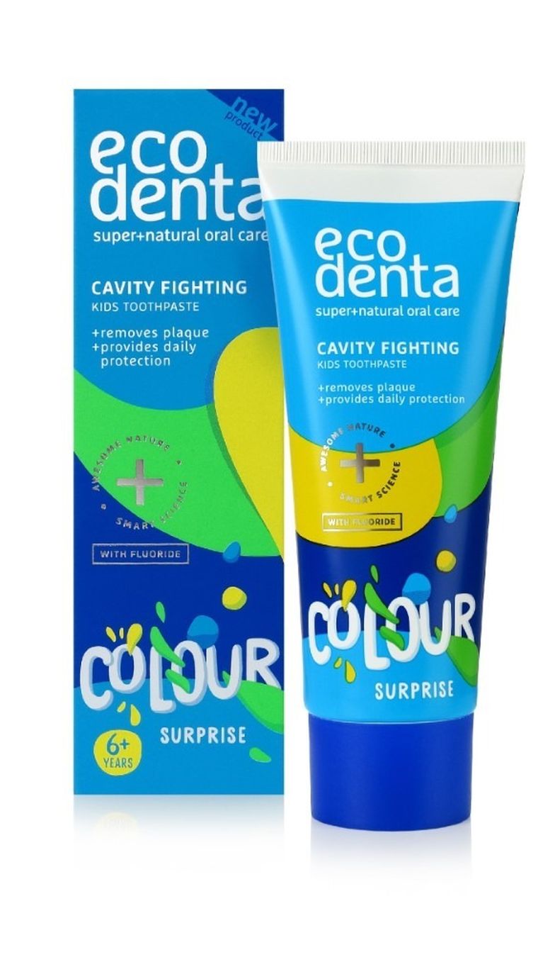 Ecodenta, Colour, pasta dla dzieci, smak melona z ekstraktem z marchwii, 6l+, 75 ml