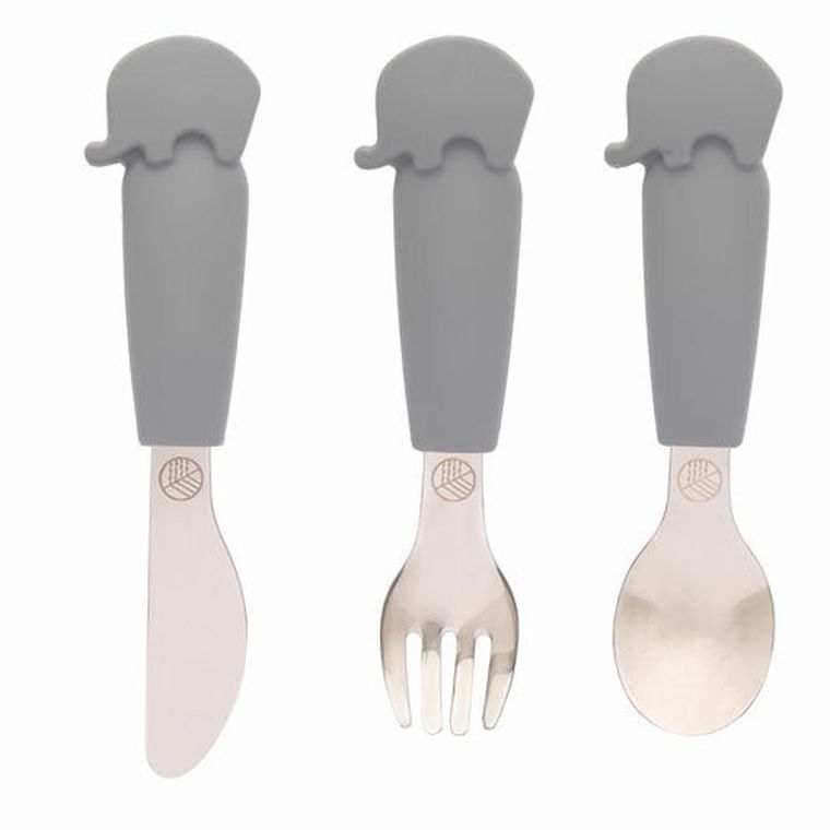 Ecorascals, zestaw sztućców, słonik, silver