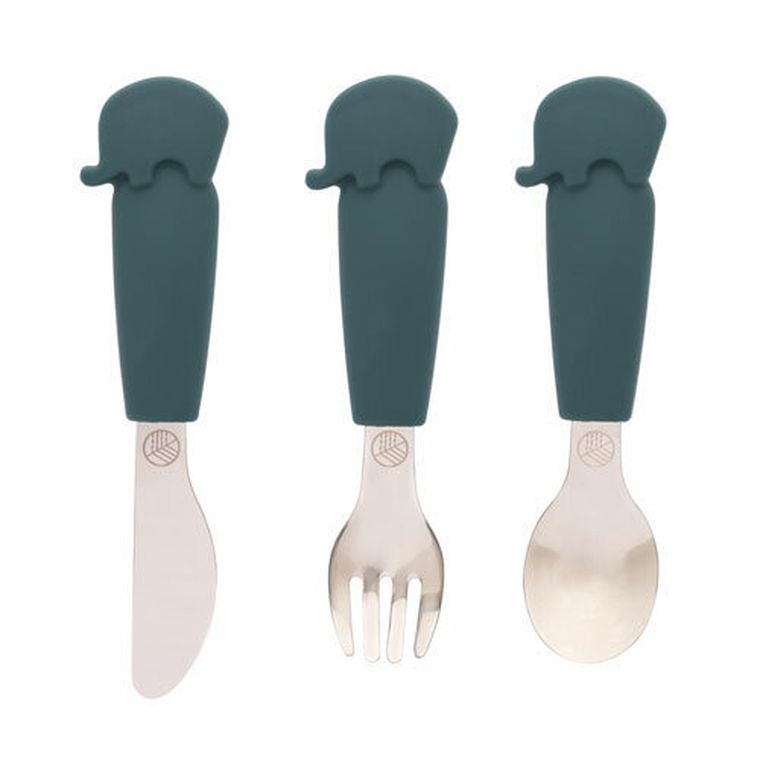 Ecorascals, zestaw sztućców, słonik, teal
