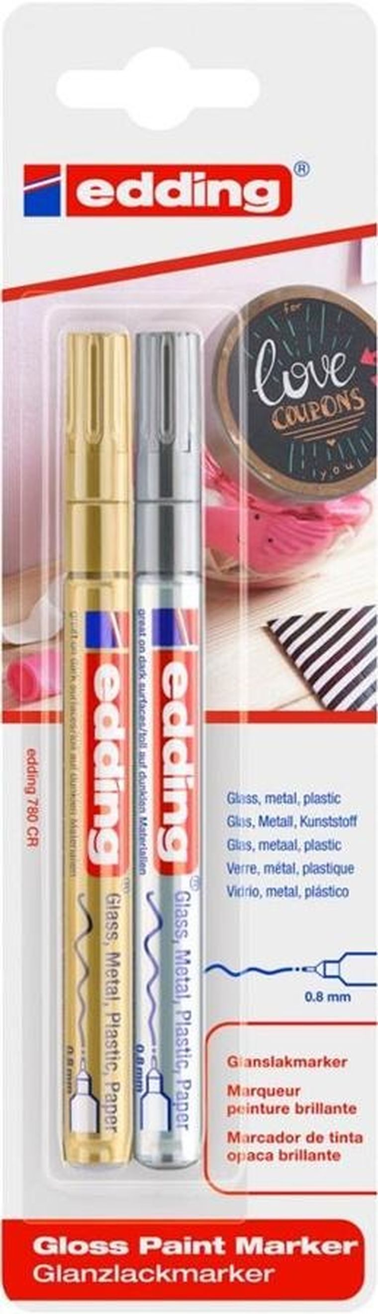 Edding, marker olejowy, połyskujący, 2 kolory, 0,8 mm
