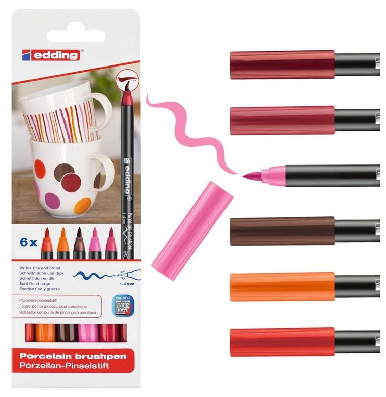 Edding, markery do porcelany Edding 4200, 6 ciepłych kolorów