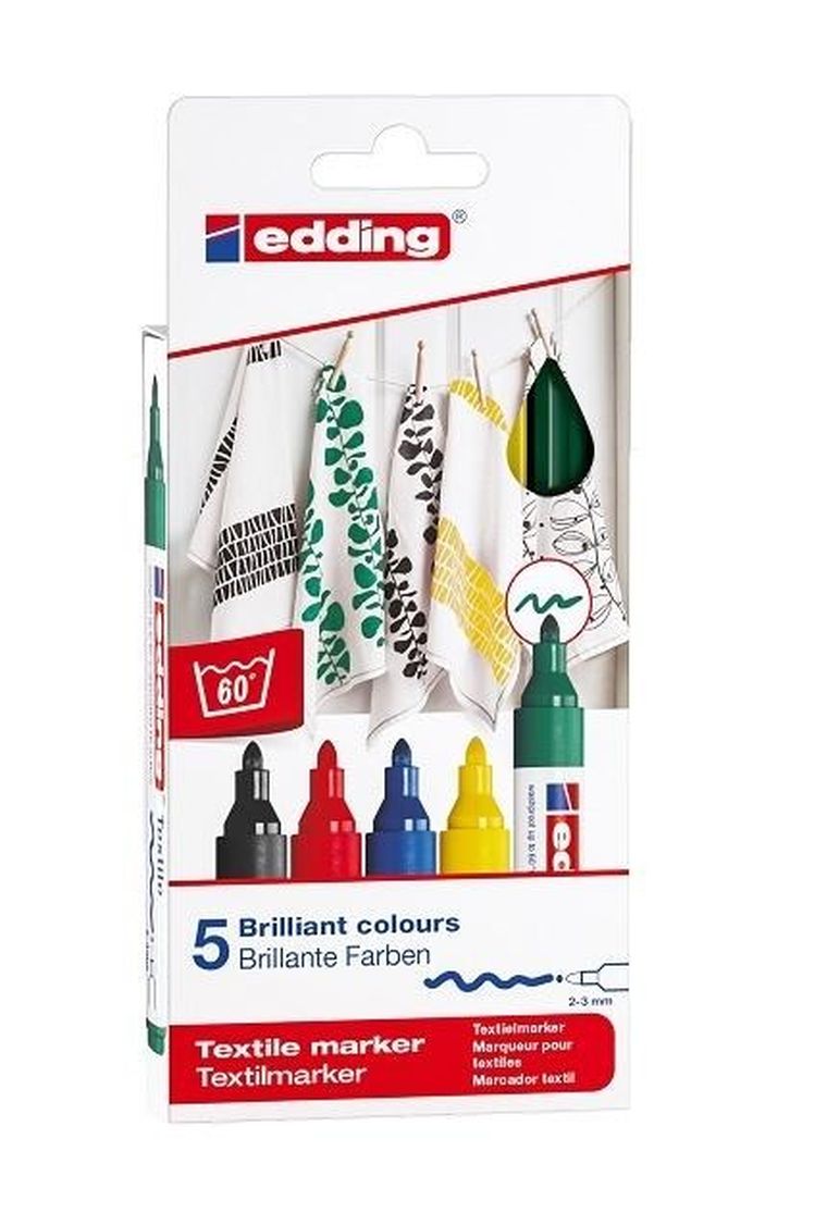 Edding, markery do tkanin, 5 kolorów