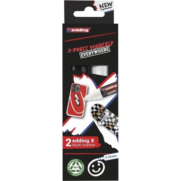 Edding, multi marker, biały i czarny, 2 szt.