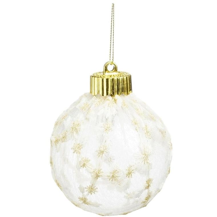 Edelman, Mica, bombka plastikowa, gwiazdki koronkowe zdobienie, 8 cm