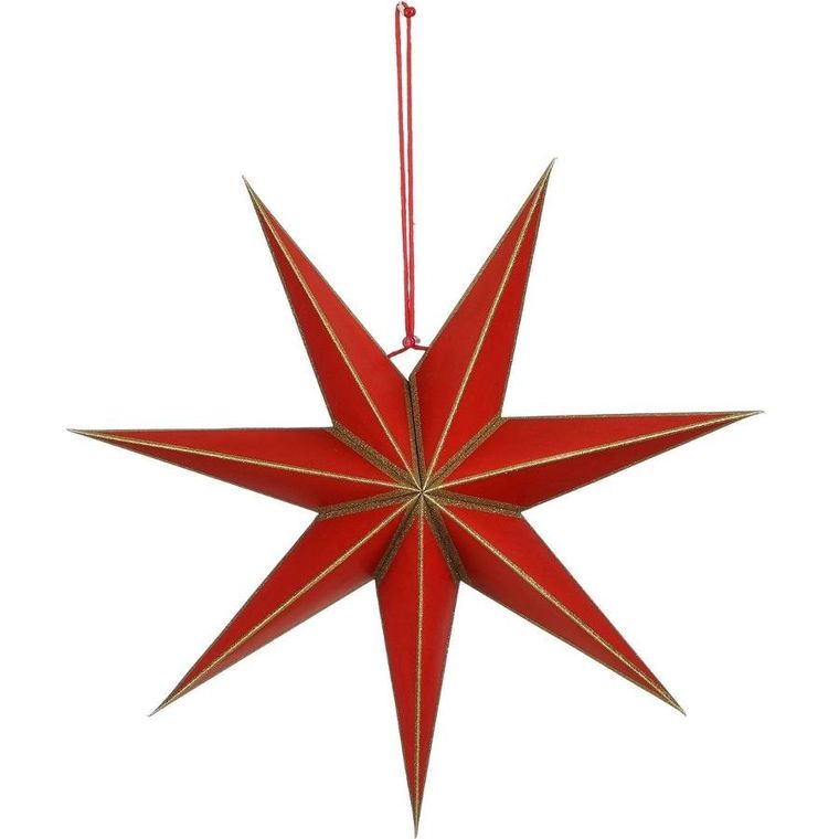 Edelman, Mica, gwiazda dekoracyjna, wisząca papierowa, czerwona, 7 ramion, 14-45 cm