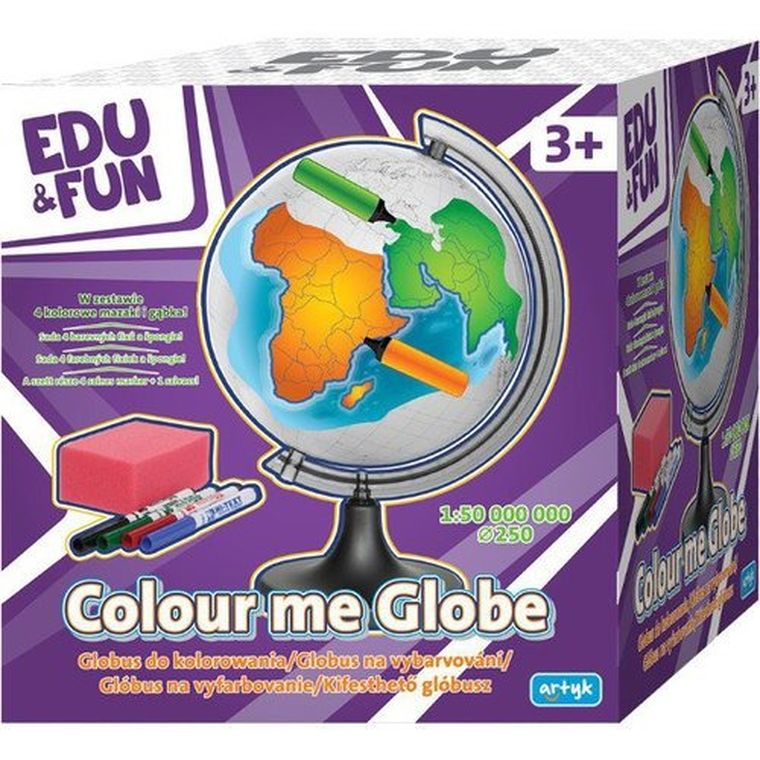 Edu & Fun, globus konturowy, zestaw z flamastrami, średnica 25 cm