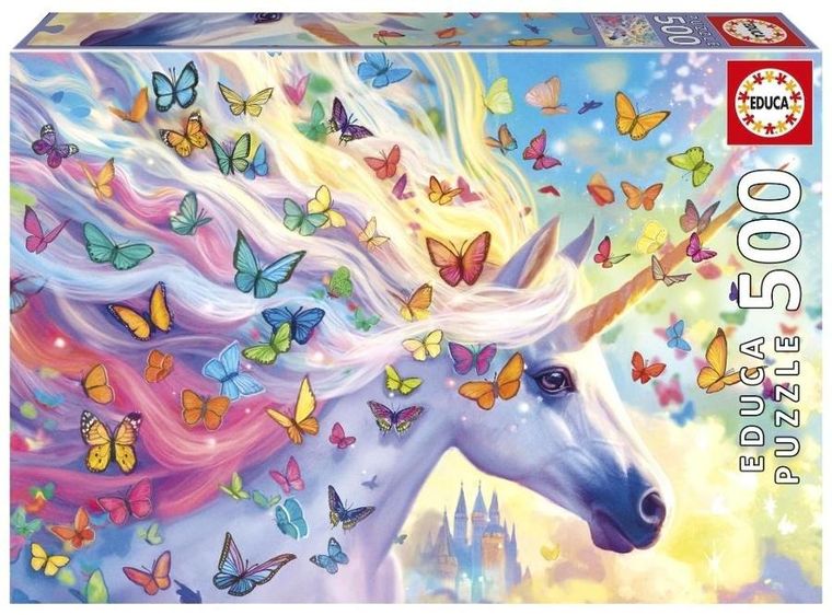 Educa, Jednorożec i kolorowe motyle, puzzle, 500 elementów