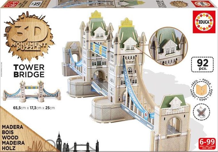 Educa, Monument Tower Brigde, puzzle 3D, 92 elementy