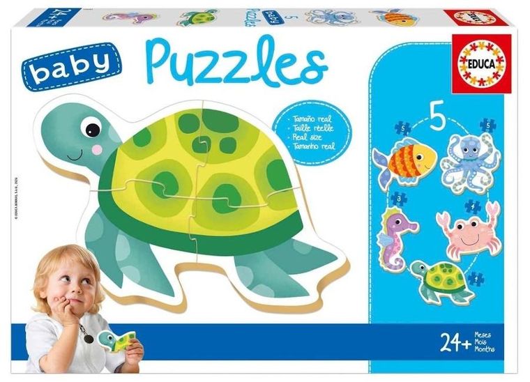 Educa, Morskie stworzenia, puzzle, 5w1 elementów