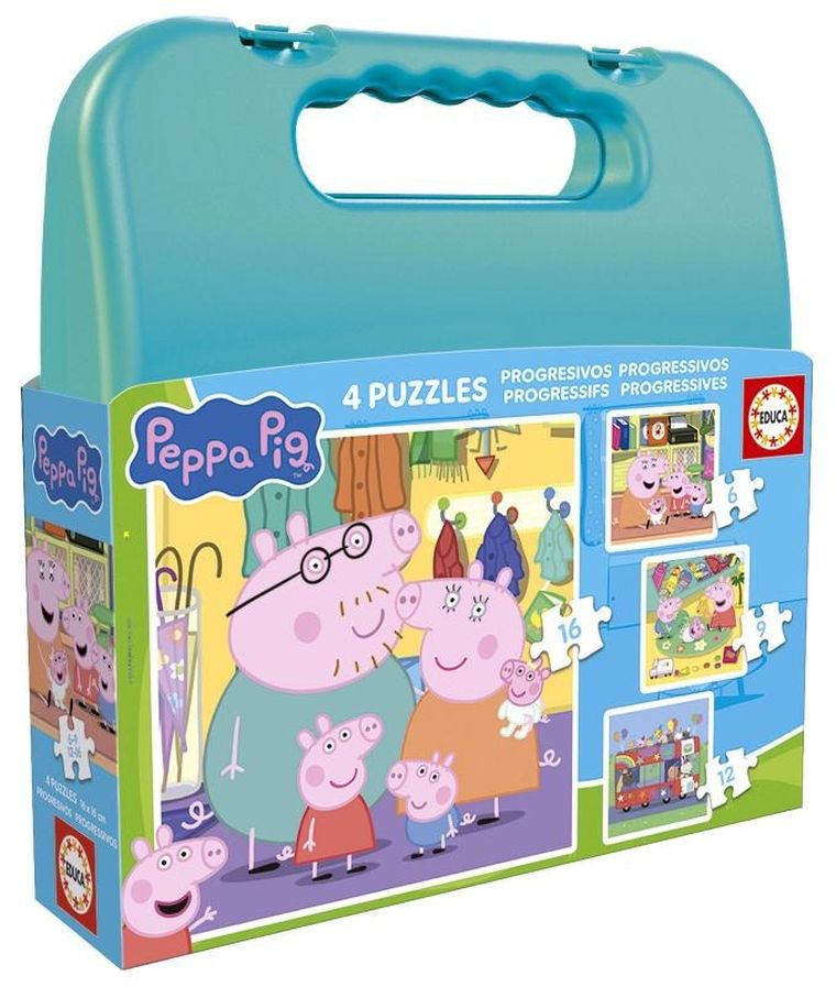 Educa, Świnka Peppa, puzzle, 6 + 9 + 12 + 16 elementów