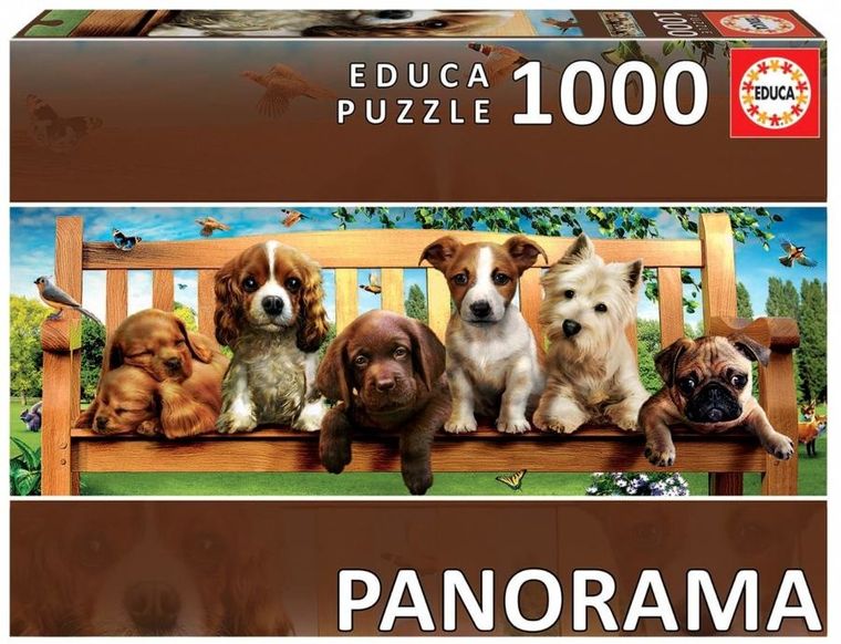 Educa, Szczenięta na ławce, puzzle, 1000 elementów (panorama)