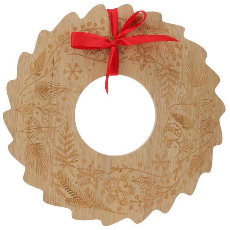 Eh Excellent Houseware, Bellune, bambusowa taca do serowania przekąsek, wianek świąteczny, 30 cm