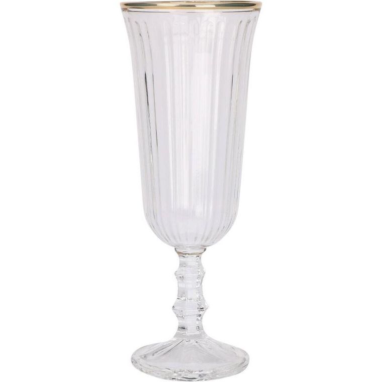 Eh Excellent Houseware, prążkowana szampanówka ze złotym brzegiem, 120 ml