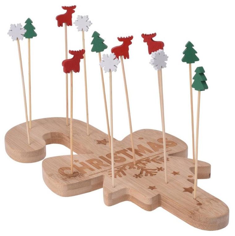 Eh Excellent Houseware, tacka do serwowania koreczków z wykałaczkami, motyw świąteczny