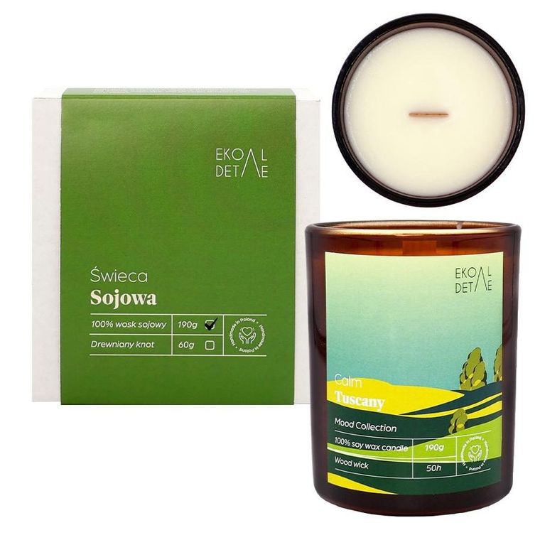EkoDetale, Mood Stories, świeca sojowa w szkle, Calm Tuscany, 190g