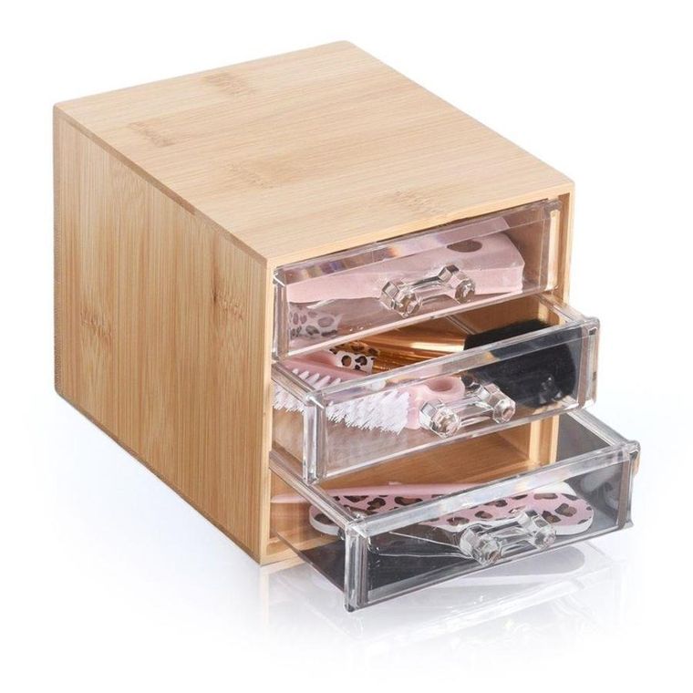 Eleganza, organizer na kosmetyki i akcesoria do makijażu, drewniany, 15-12-11 cm