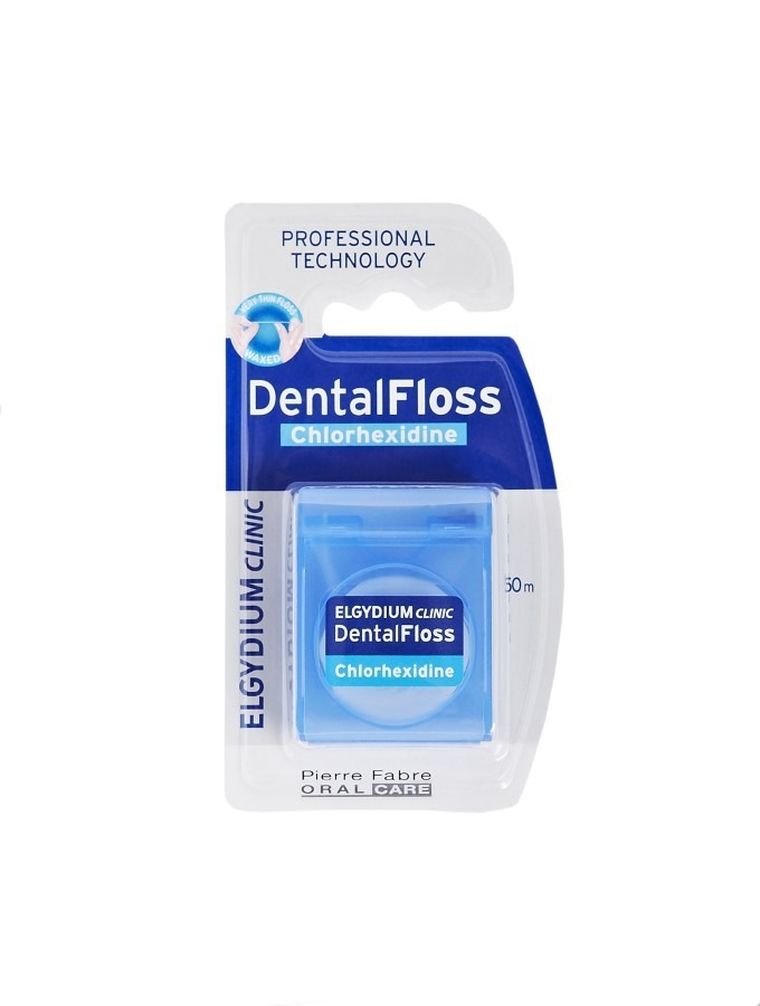 Elgydium, Clinic Dental Floss, nić dentystyczna z chloroheksydyna, 50 m
