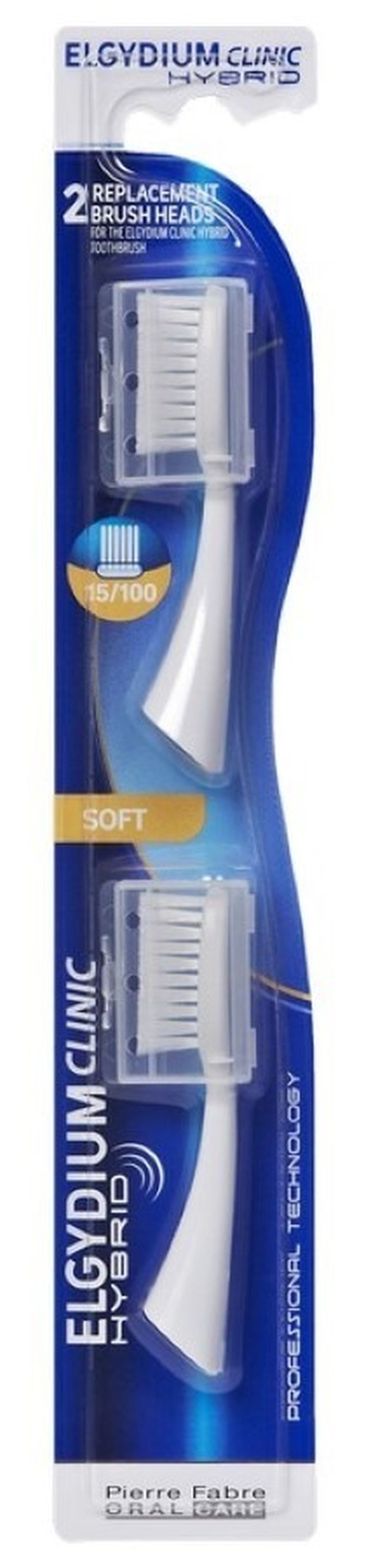 Elgydium, Clinic Hybrid 15/100, końcówki do szczoteczki sonicznej, 2 szt.