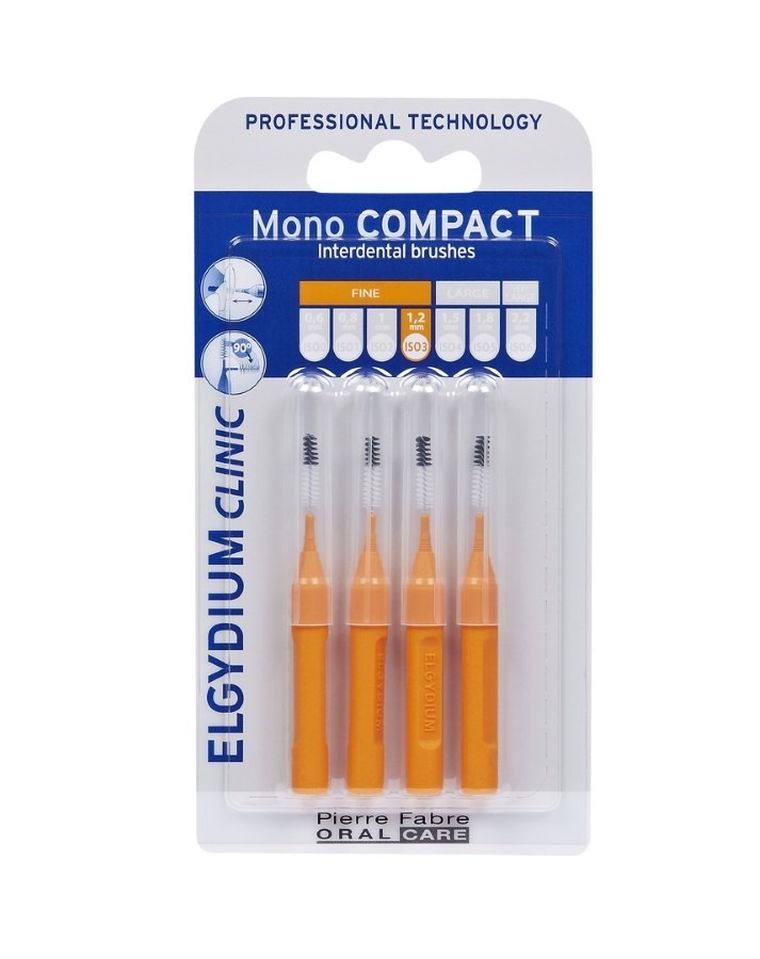 Elgydium, Clinic Mono Compact, szczoteczki międzyzębowe, ISO 3, pomarańczowe, 1,2 mm, 4 szt.