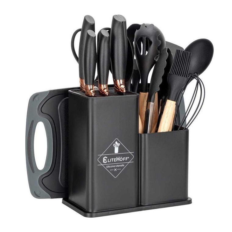 Elitehoff, zestaw noży i przyborów kuchennych w stojaku, 19 elementów