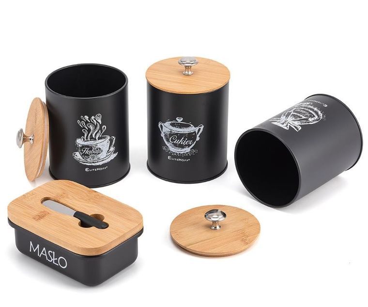 Elitehoff, zestaw pojemników kuchennych i maselniczka, 3 szt., E-6057