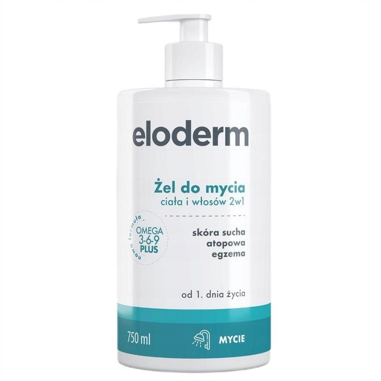 Eloderm, żel do mycia ciała i włosów 2w1, 750 ml