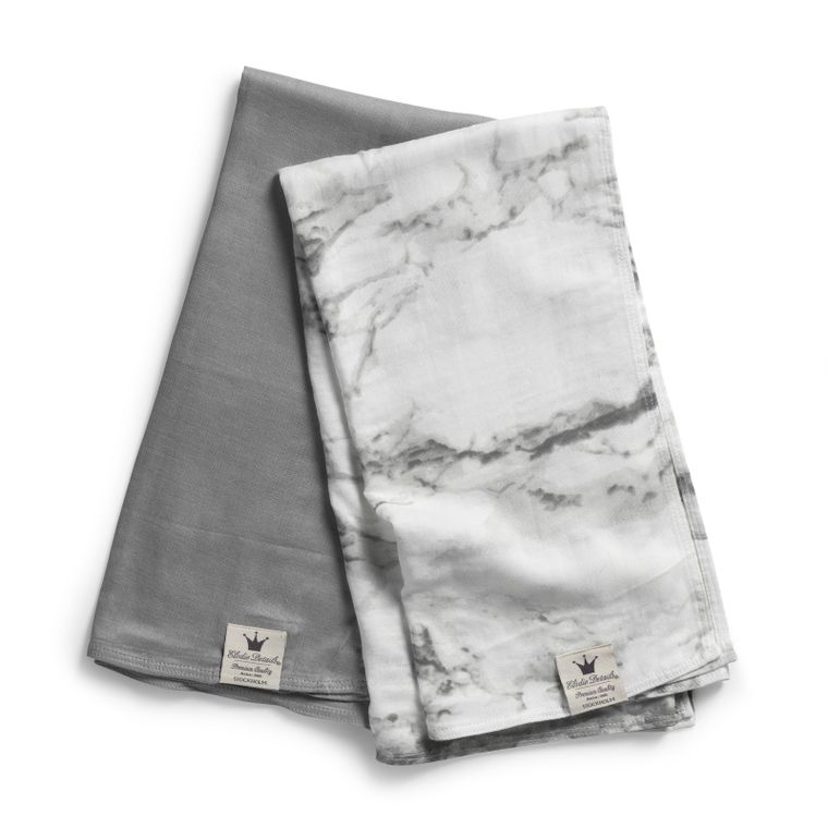 Elodie Details, Marble grey, kocyk bambusowy, 82-82 cm, 2 szt.