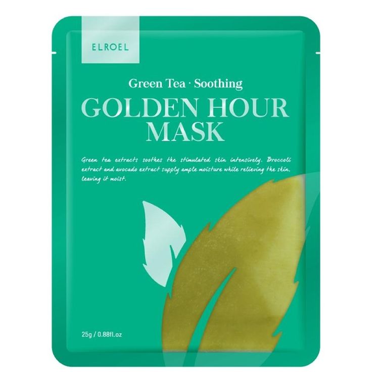 Elroel, Golden Hour Mask, łagodząca maska do twarzy, Green Tea, 25g