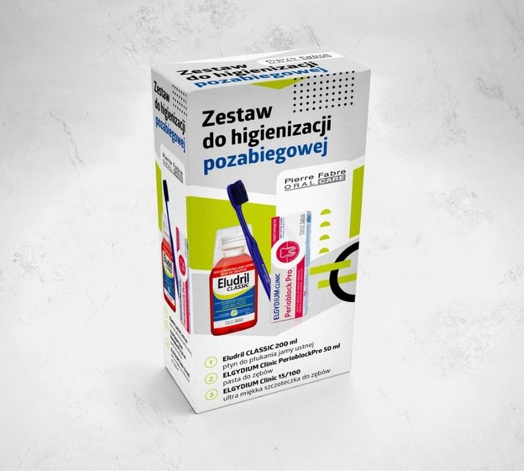 Eludril, zestaw do higienizacji pozabiegowej: Eludril, 200 ml + Perioblock PRO + Szczoteczka 15/100