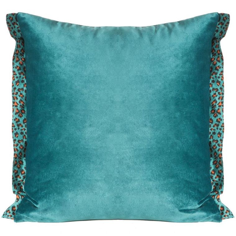 Ema, welwetowa poszewka z efektownym zdobieniem z tkaniny w cętki, 45-45 cm