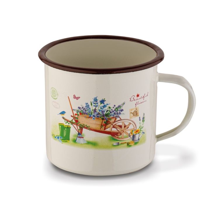 Emaliowany kubek, 10 cm, 700 ml, garden