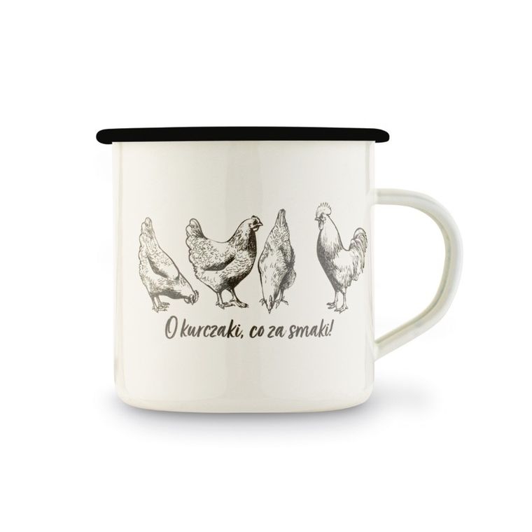 Emaliowany kubek, 9 cm, 500 ml, o kurczaki