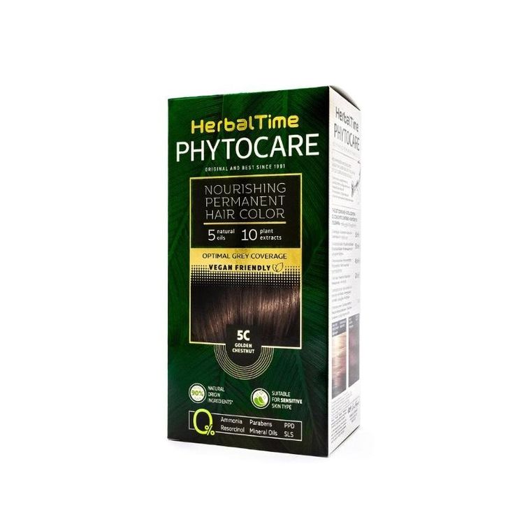 Energy Of Vitamins, Herbal Time Phytocare, farba do włosów naturalna, nr 5c, golden chestnut