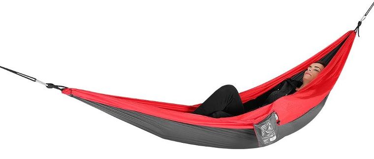 Enero, Camp, hamak turystyczny, 2 osobowy, czarno-czerwony, 270-140 cm
