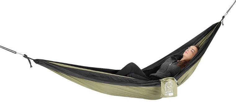 Enero, Camp, hamak turystyczny, 2 osobowy, zielono-czarny, 270-140 cm